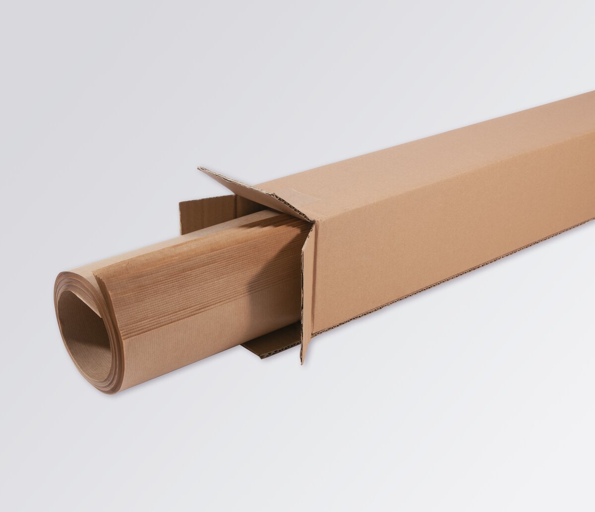 Cardboard roll in open cardboard box