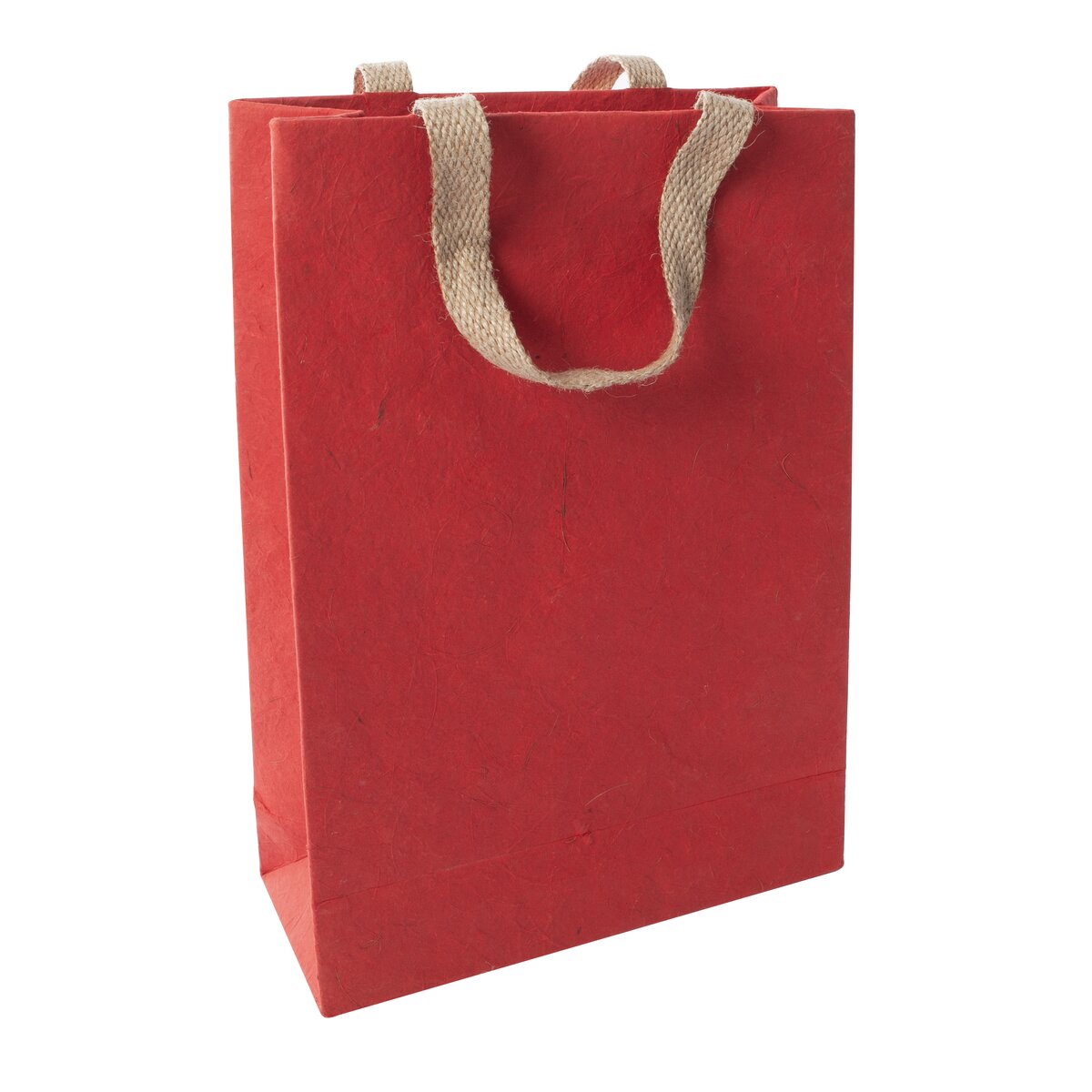 Red paper bag with jute handles