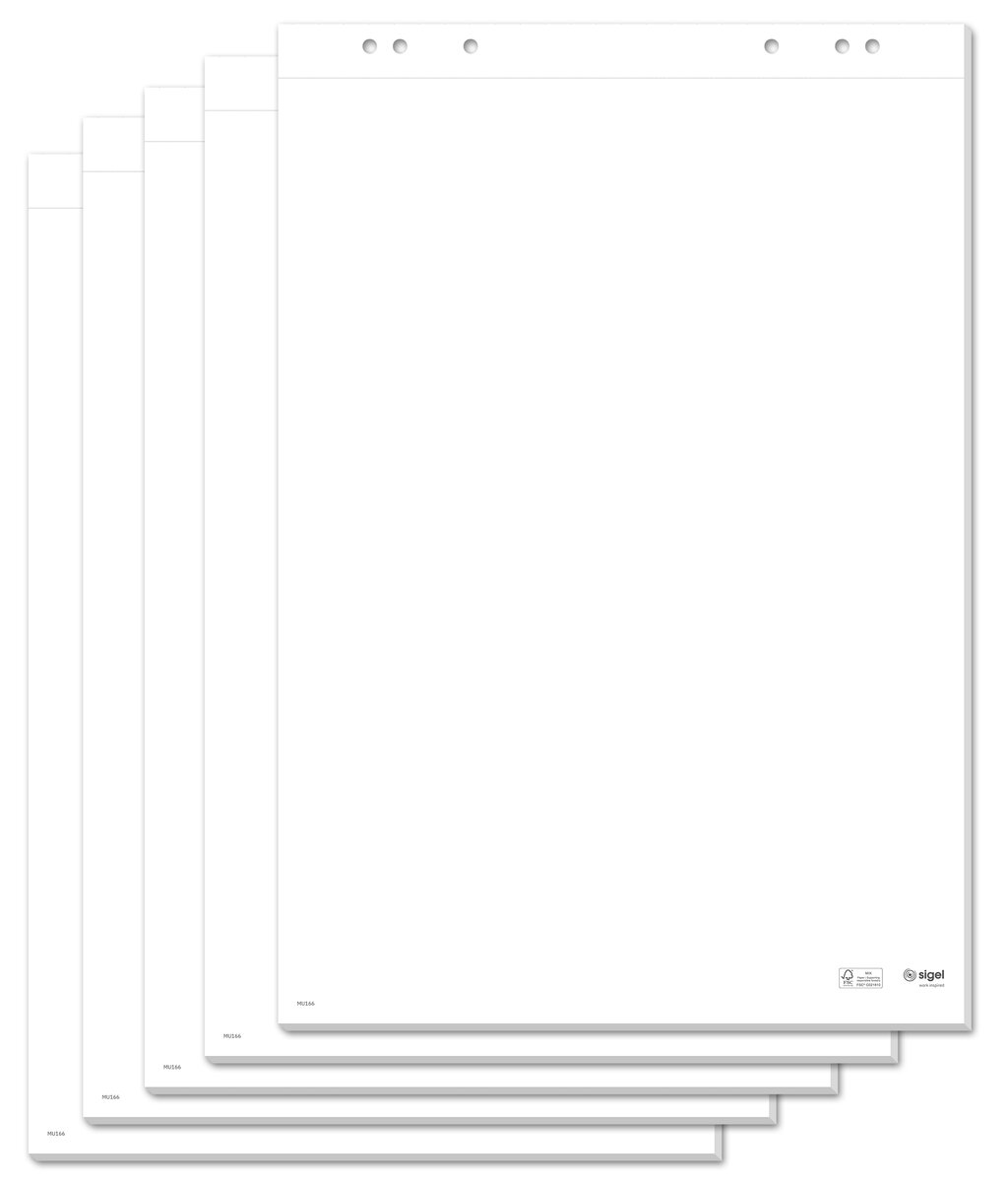 Five white notepads on top of each other