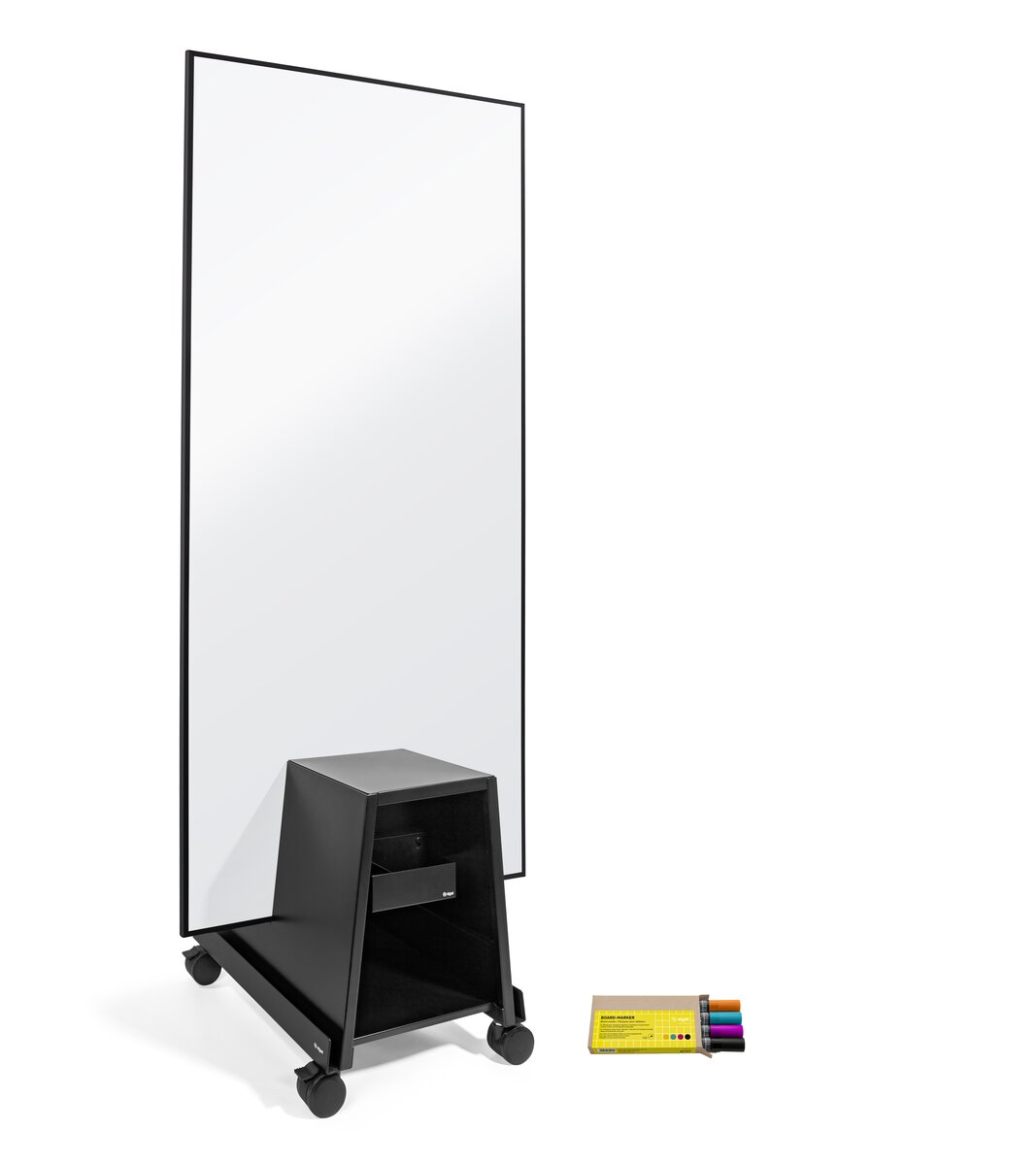 Rollable, white board with pens