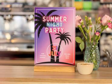 Infoaufsteller mit Party-Special