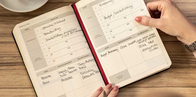 Offener Planer mit persönlichen Notizen