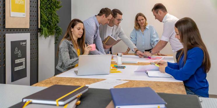 Kollegen arbeiten in Teamarbeit zusammen