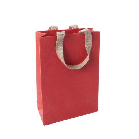 Red gift bag with brown handles