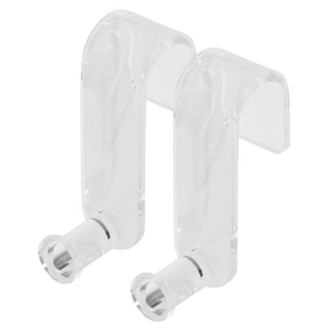 Two clear acrylic hooks