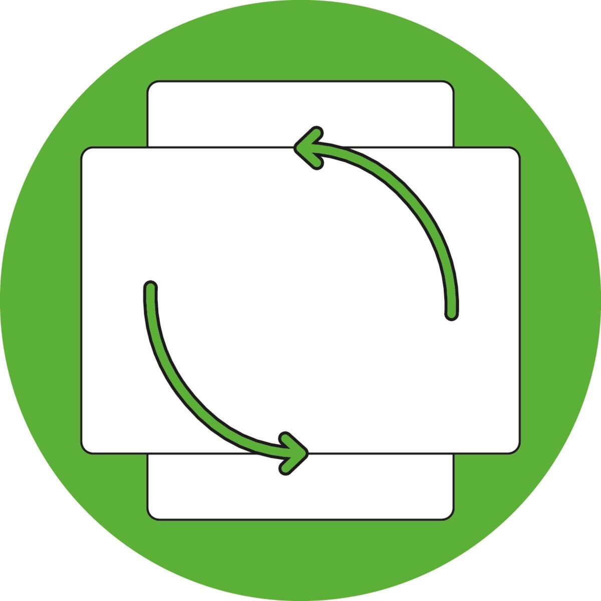 Two circular arrows, recycling symbol