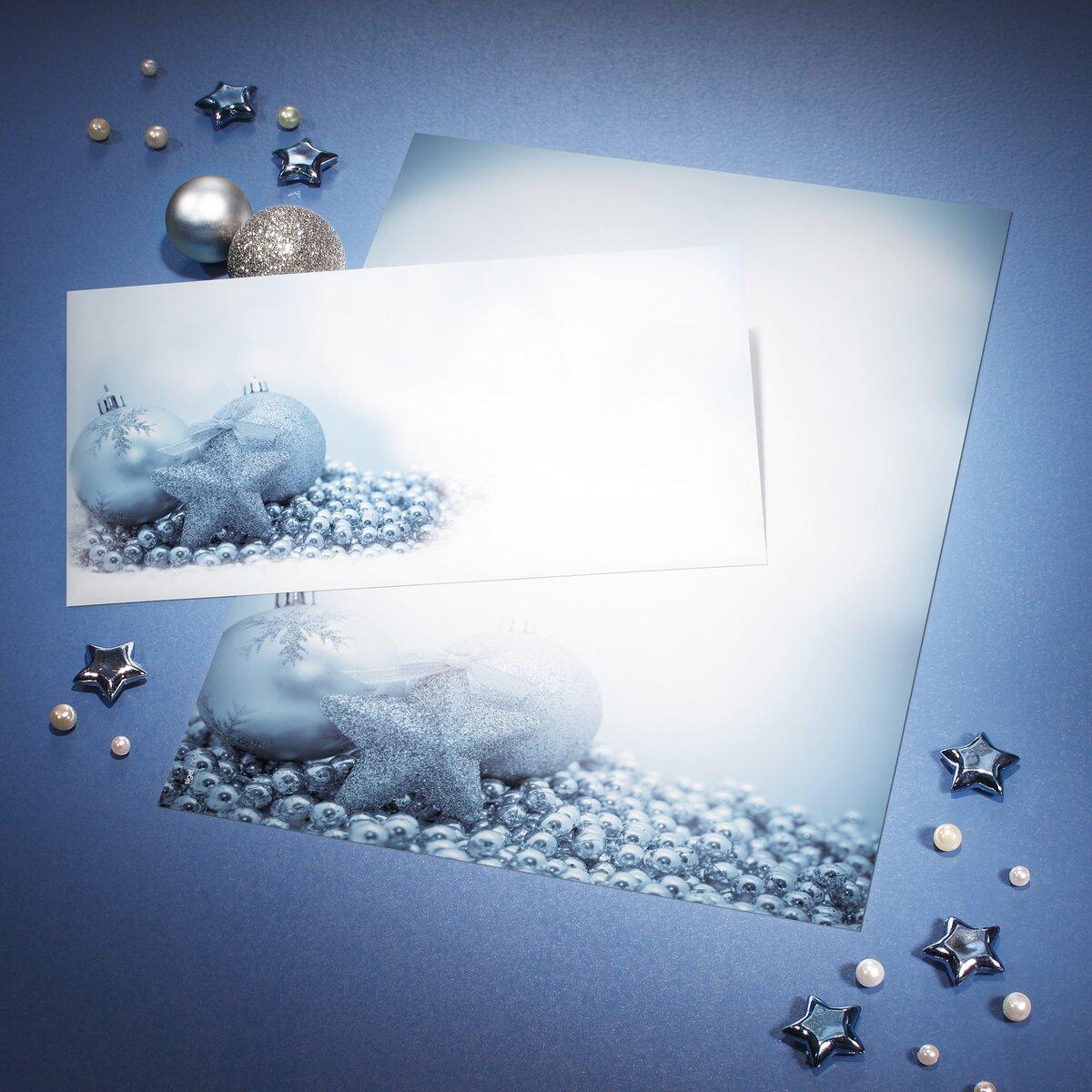 Blue Christmas baubles and stars