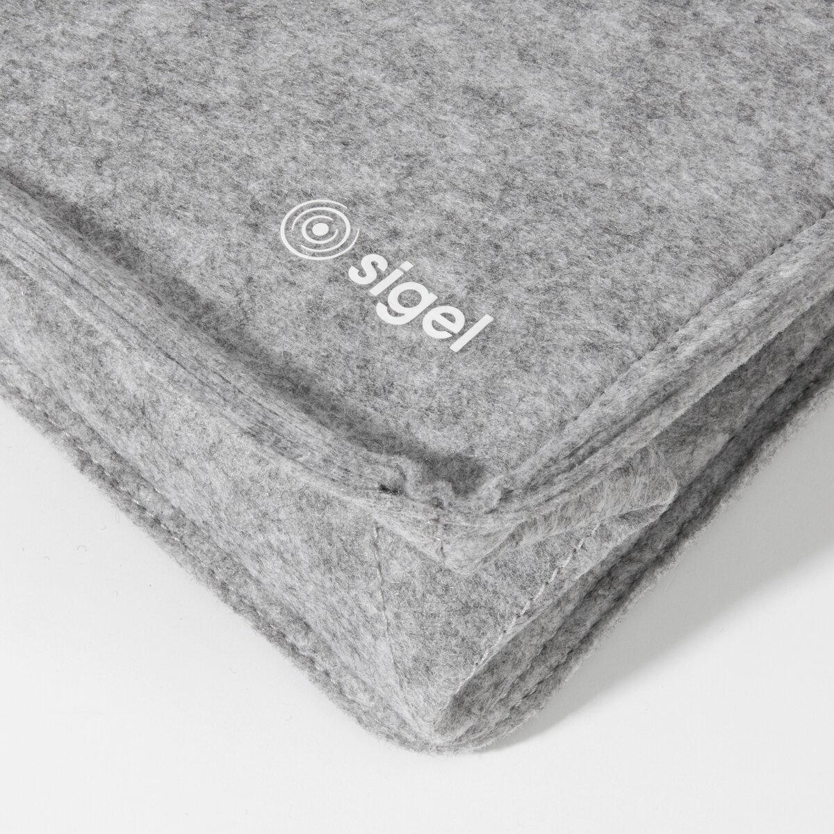 Graue Filztasche mit weißem Logo