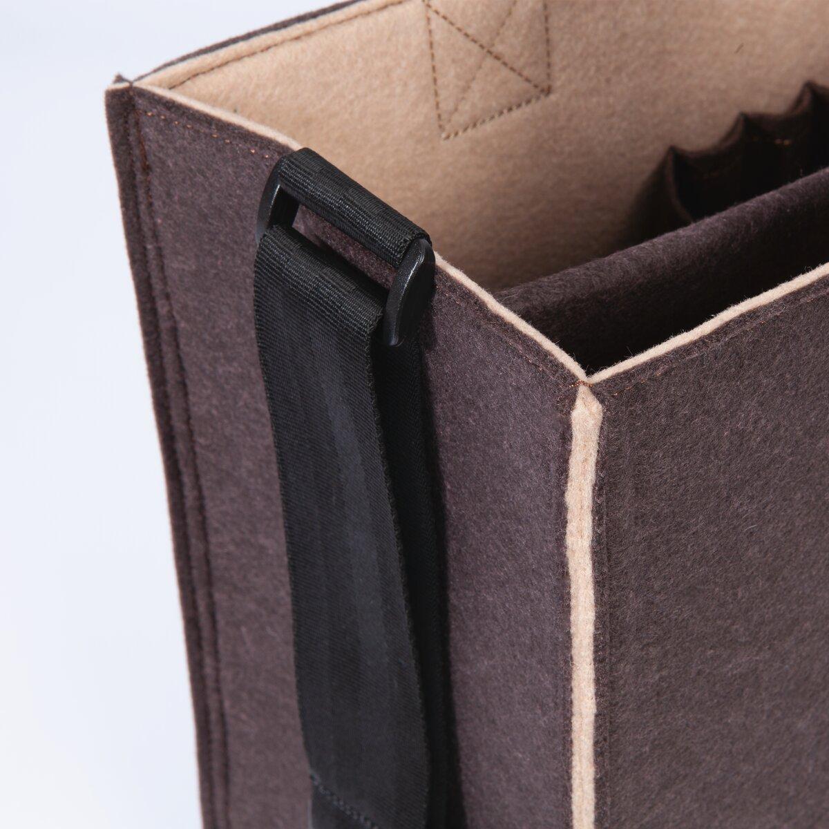 Filztasche in Beige und Braun mit schwarzem Gurtband