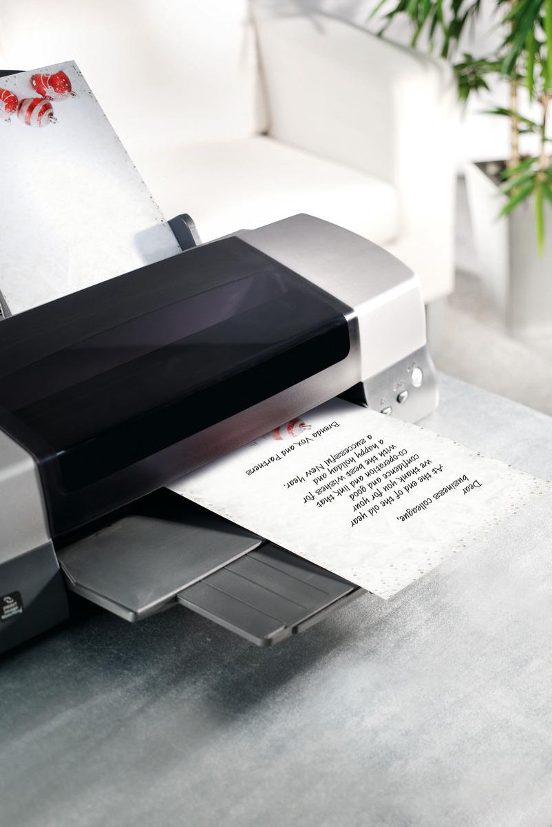 Printer on table prints card