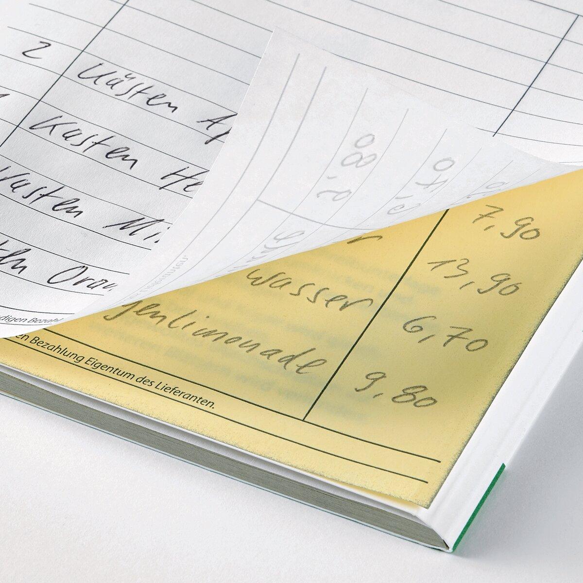 Notizbuch mit gelbem Durchschlag