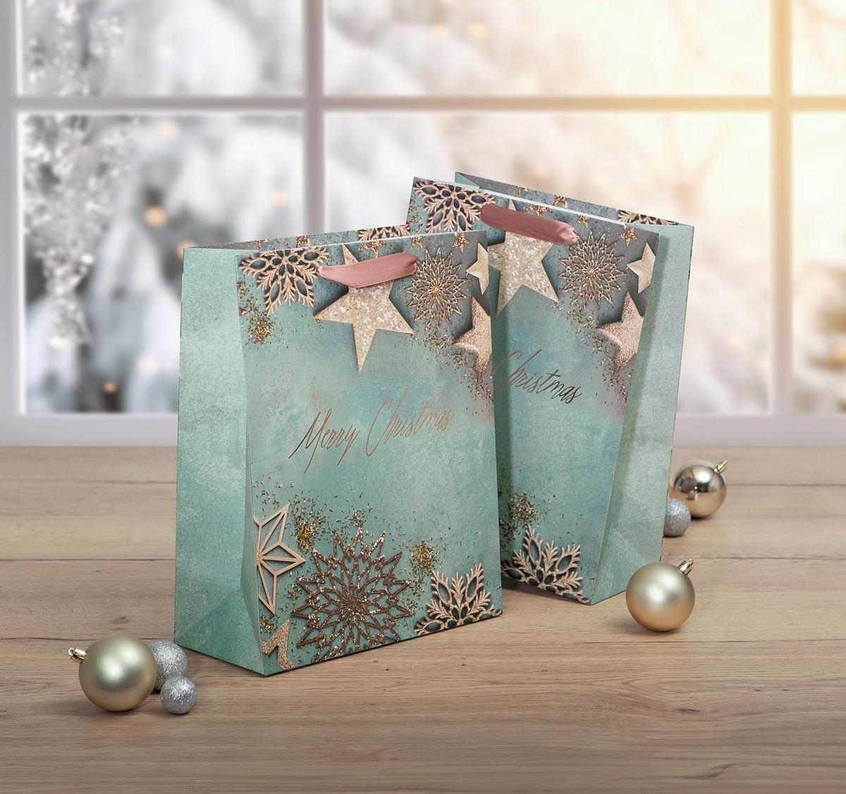Christmas bags with stars, close up