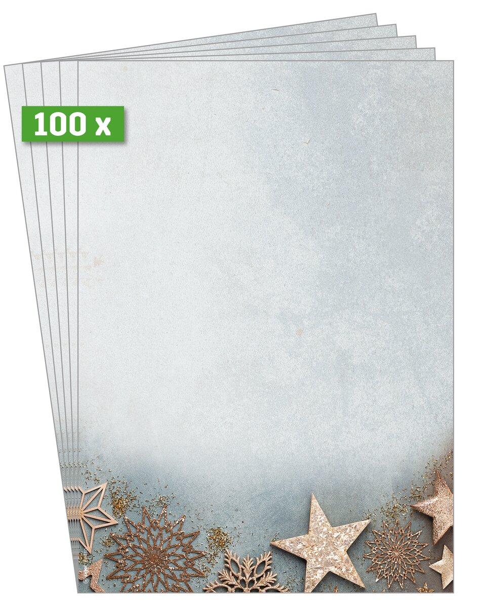 Grey cards with golden stars and snowflakes, set of 100 pieces