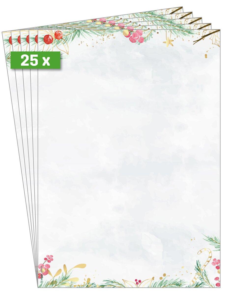 Christmas Paper with Twigs Set of 25 Sheets