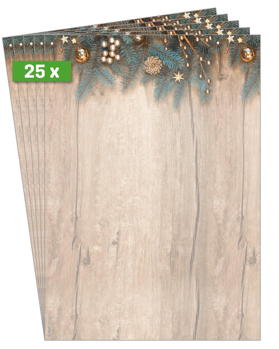 25 wood-look arches with fir branches and Christmas decorations at the top