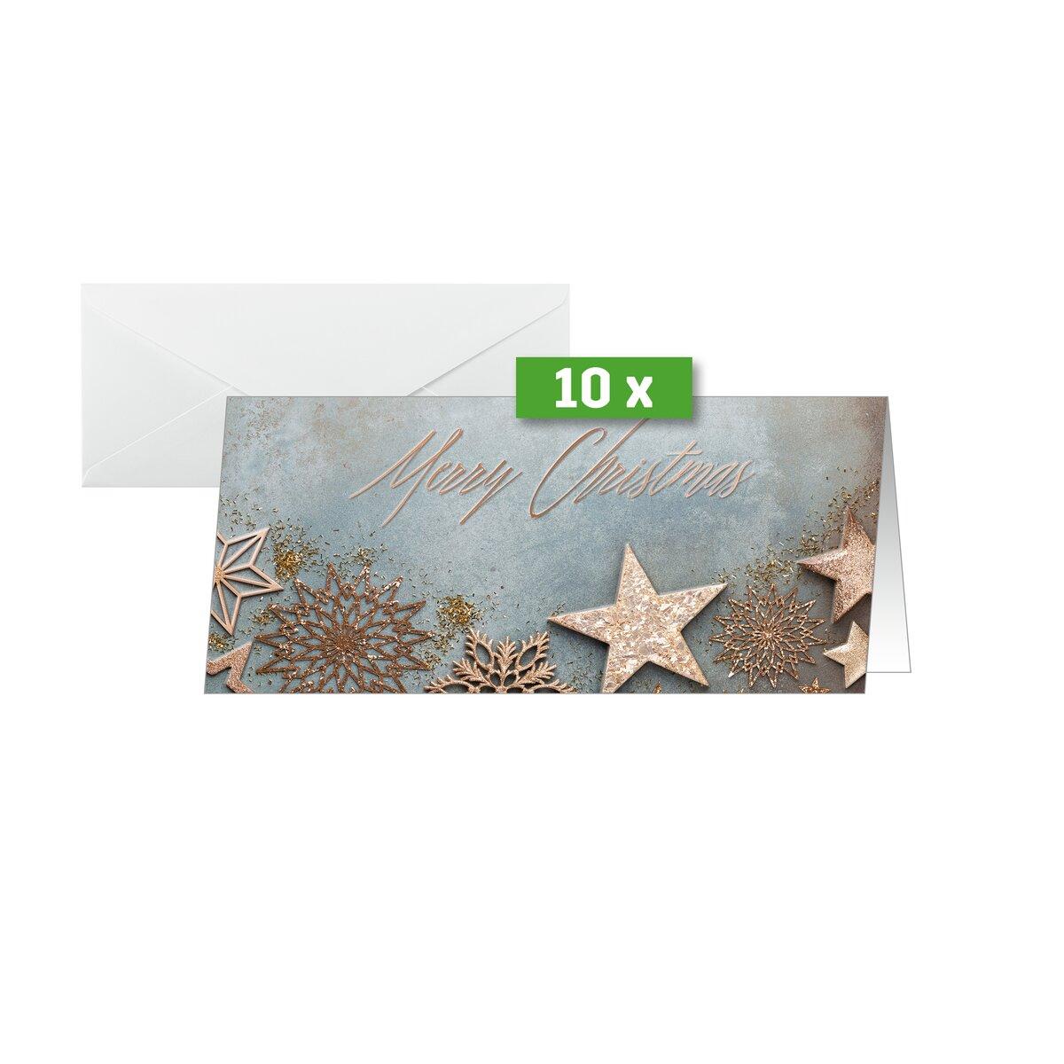 Christmas card with stars, set of 10