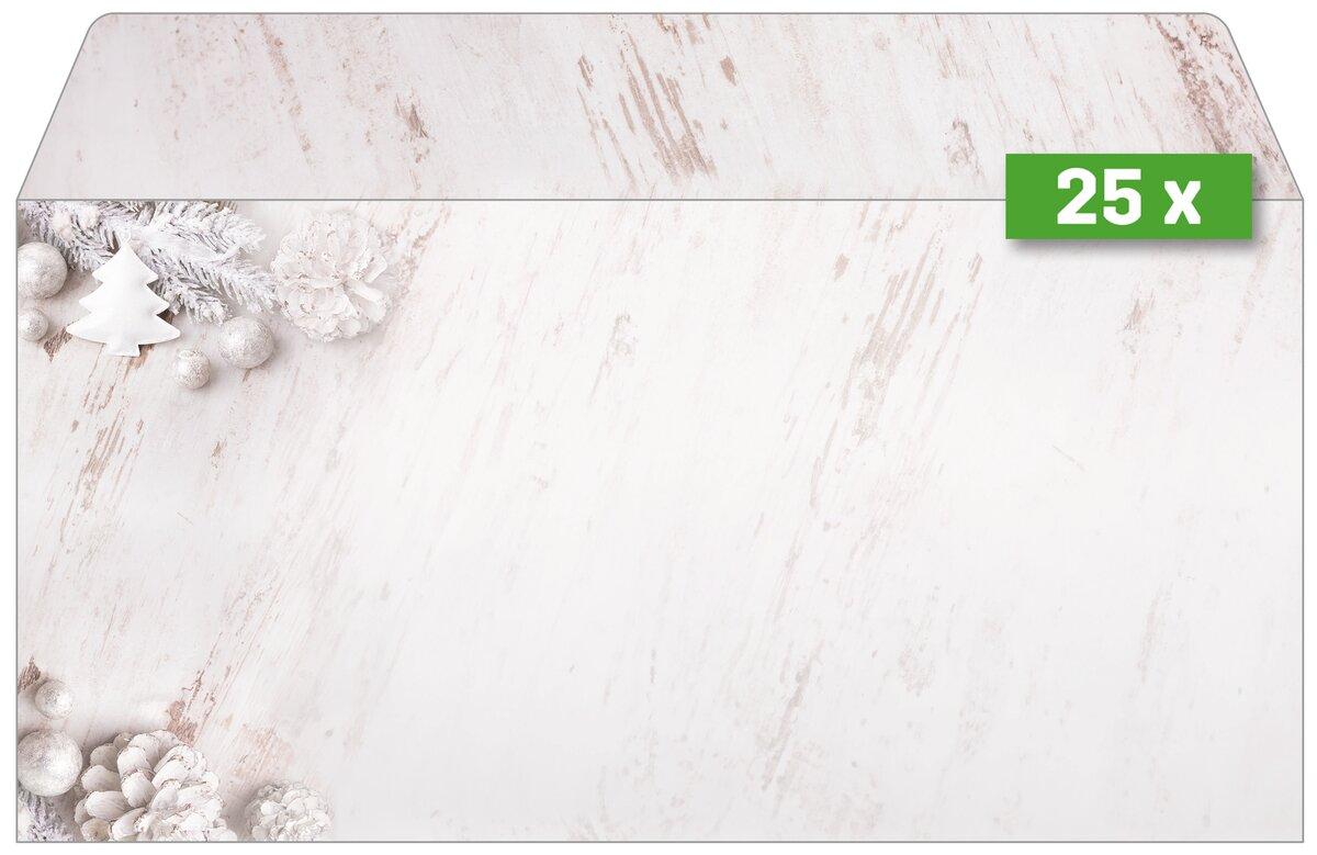 White Card with Christmas Decoration Top Left Green 25 x Marker