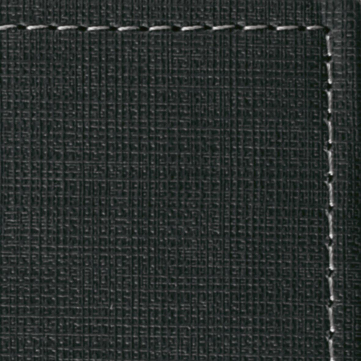 Black textured fabric with white stitching