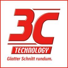3C logo, red text on a white background Underneath: smooth cuts all around