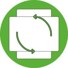 Two circular arrows, recycling symbol