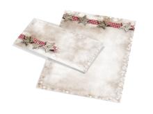 Stationery and envelope with red checkered ribbon and stars