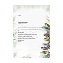 Letter on white background with pine cone motif on the right