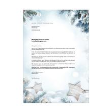 Letter with winter design, ice crystals and silver stars on the edges