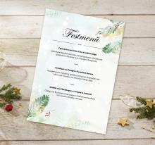Festive menu on light wood