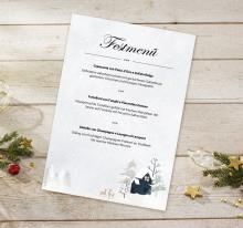 Festive menu on wooden background, winter decoration