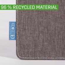 Grey fabric with blue PET label, 96% recycled
