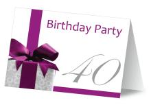 Geburtstagseinladung mit pinker Schleife und Zahl 40