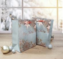 Christmas bags with star motif Golden and silver baubles