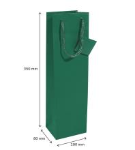 Green gift bag with carrying cord Dimensions: 350 mm high, 100 mm wide, 80 mm deep