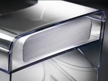 Shiny metallic surface with parallel lines