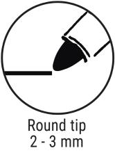 Spitze eines Stifts, 2-3 mm, rund