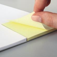 Yellow sticky note is peeled off