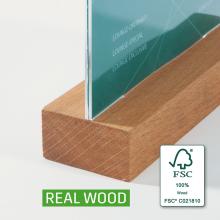 Glass top in wooden base, FSC label