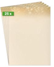 25 golden stationery with snowflake pattern at the top