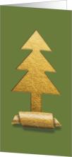 Golden Christmas tree on green background