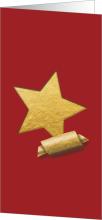Golden star and ribbon on red background