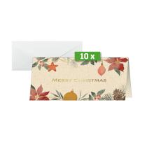 Christmas card with decorations, envelope and the inscription Merry Christmas