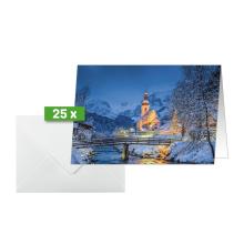 Snowy Church with Bridge, 25 cards