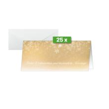 Orange Christmas Card, Snowflake Pattern, Text: Merry Christmas and Merry Holidays, Pack of 25