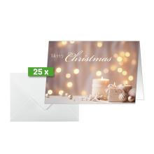 Christmas Card with Candles Packaging with 25 Envelopes