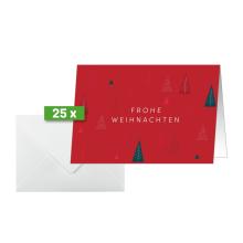 Red Christmas card, 25 pieces