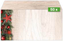 Fir branches with red stars on the left