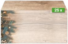 Fir branches, cinnamon stars and 25x on wood look