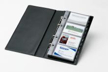 Black folder with business cards