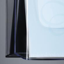 Black, transparent, rectangular object with blue back