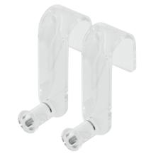 Two clear acrylic hooks